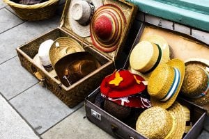 hats in suitcases